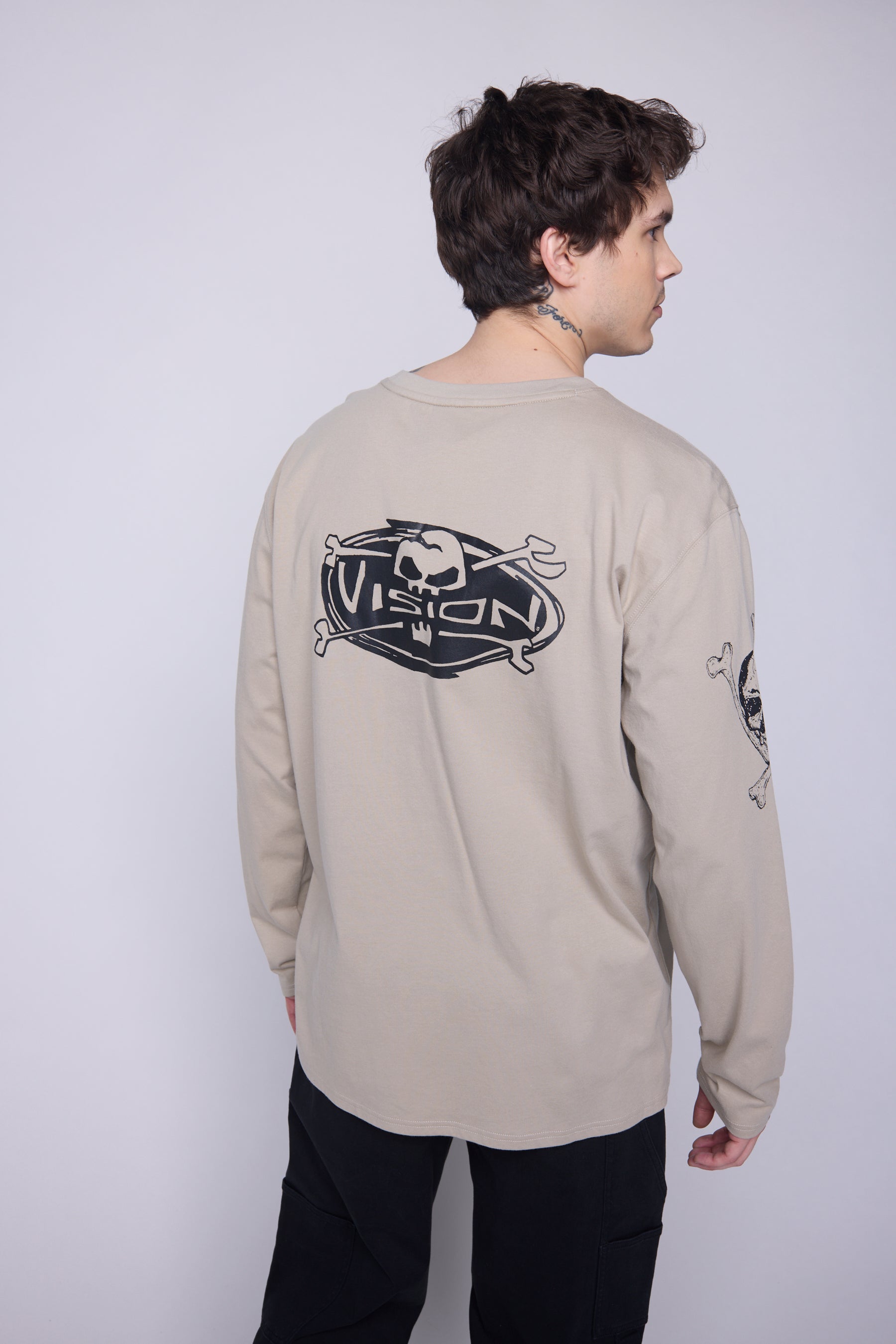 Vision Street Wear Skull Bone Print T-Shirt Mushroom
