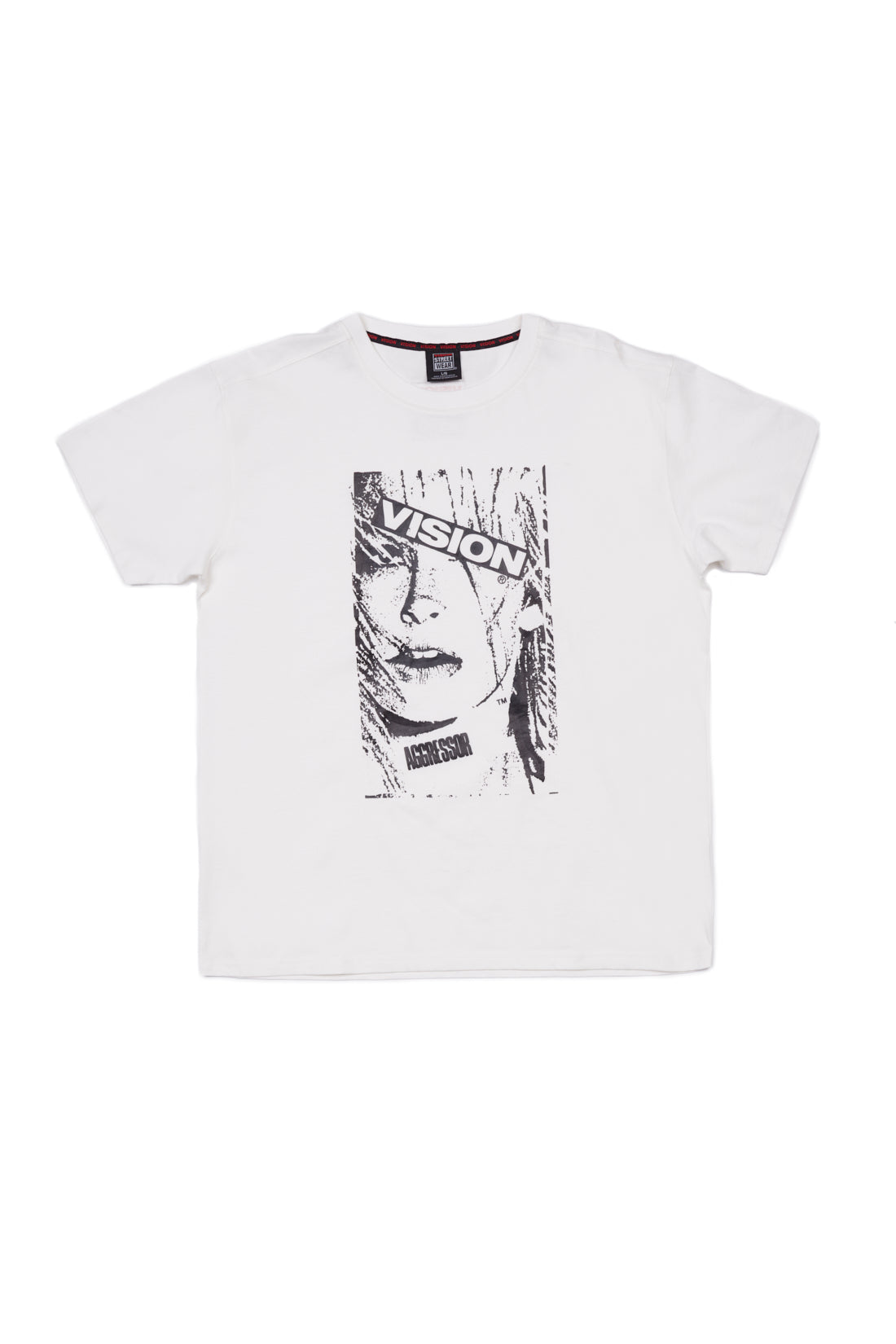 Vision Street Wear Face Print Logo T-Shirt Ivory