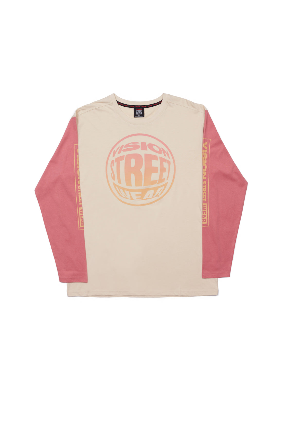 Vision Street Wear Fisheye Large Logo Print T-Shirt Bone & Dusty Rose
