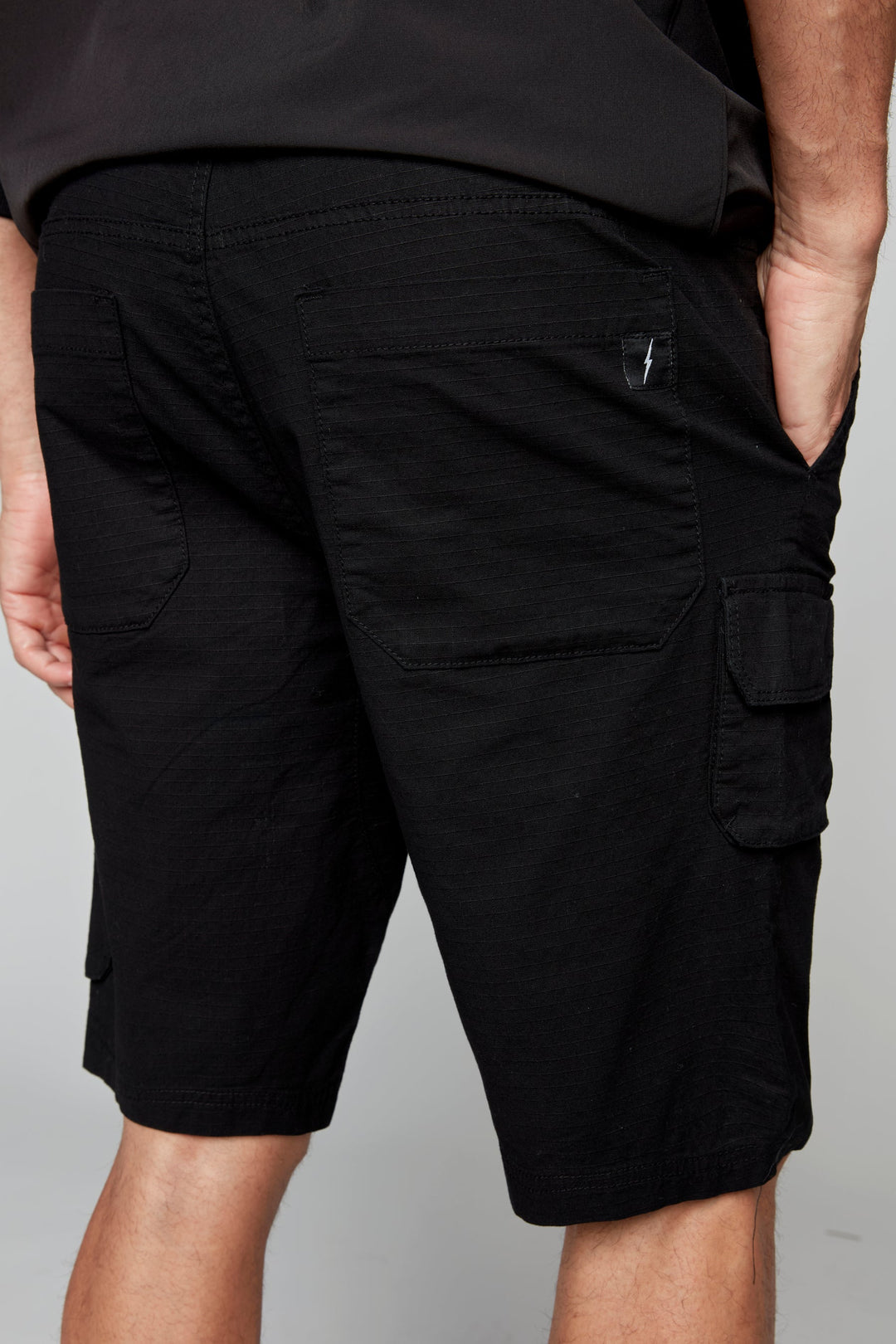 JUDE - Mens Multi Cargo Ripstop Shorts - Black - DENIM SOCIETY