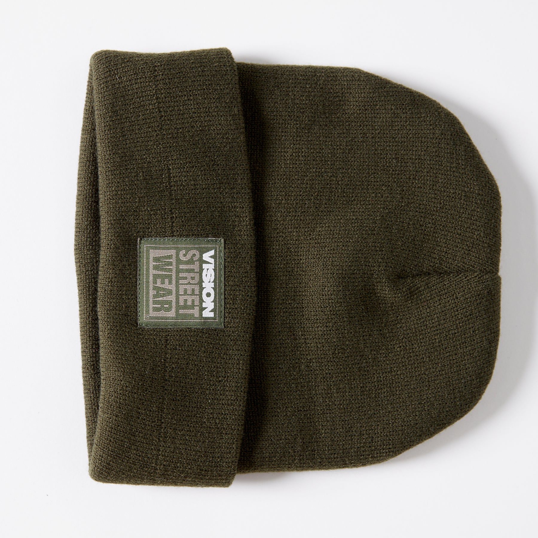 Cuffed Knitted Beanie With Large Logo Patch - ARMY