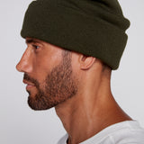 Cuffed Knitted Beanie With Large Logo Patch - ARMY