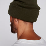 Cuffed Knitted Beanie With Large Logo Patch - ARMY