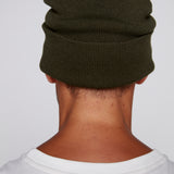 Cuffed Knitted Beanie With Large Logo Patch - ARMY