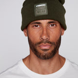 Cuffed Knitted Beanie With Large Logo Patch - ARMY