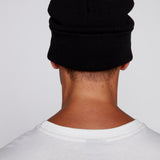 Cuffed Knitted Beanie With Large Logo Patch - BLACK