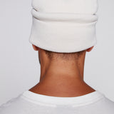 Cuffed Knitted Beanie With Large Logo Patch -BONE