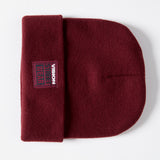 Cuffed Knitted Beanie With Large Logo Patch - OXBLOOD