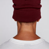 Cuffed Knitted Beanie With Large Logo Patch - OXBLOOD
