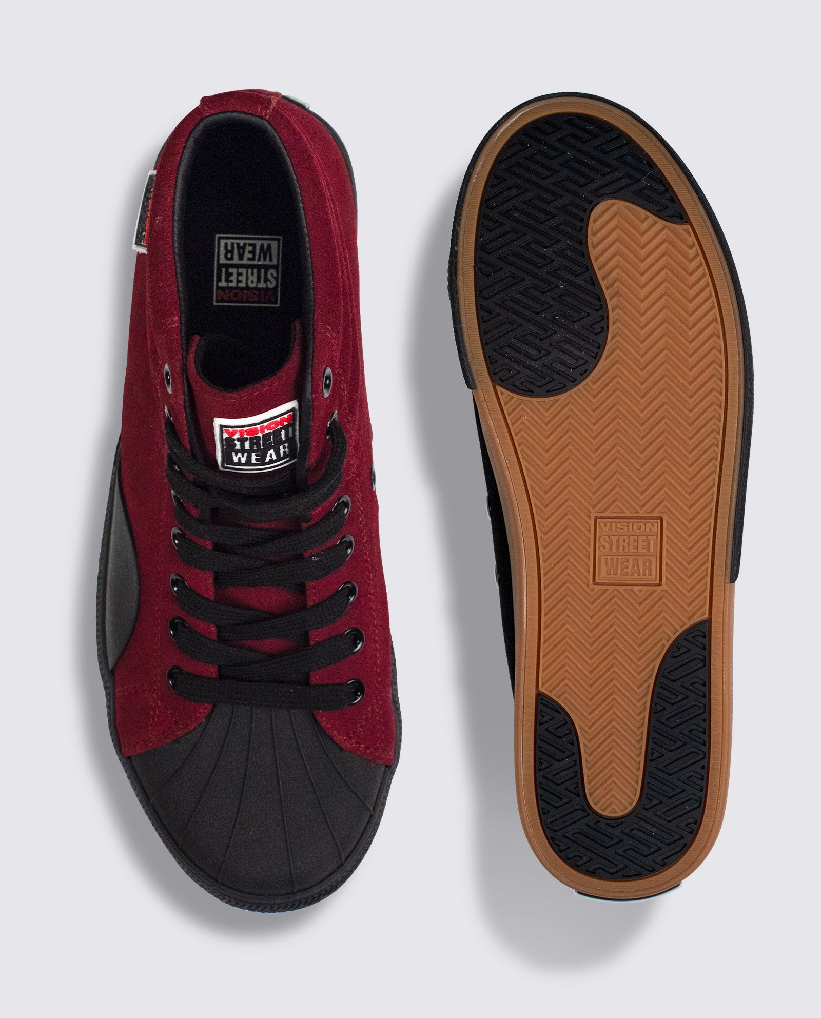 Leather Suede High Top Sneakers Oxblood – VISION STREET WEAR™️ CANADA