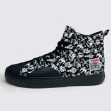 Canvas High Top Sneakers - Black Tattoo AOP