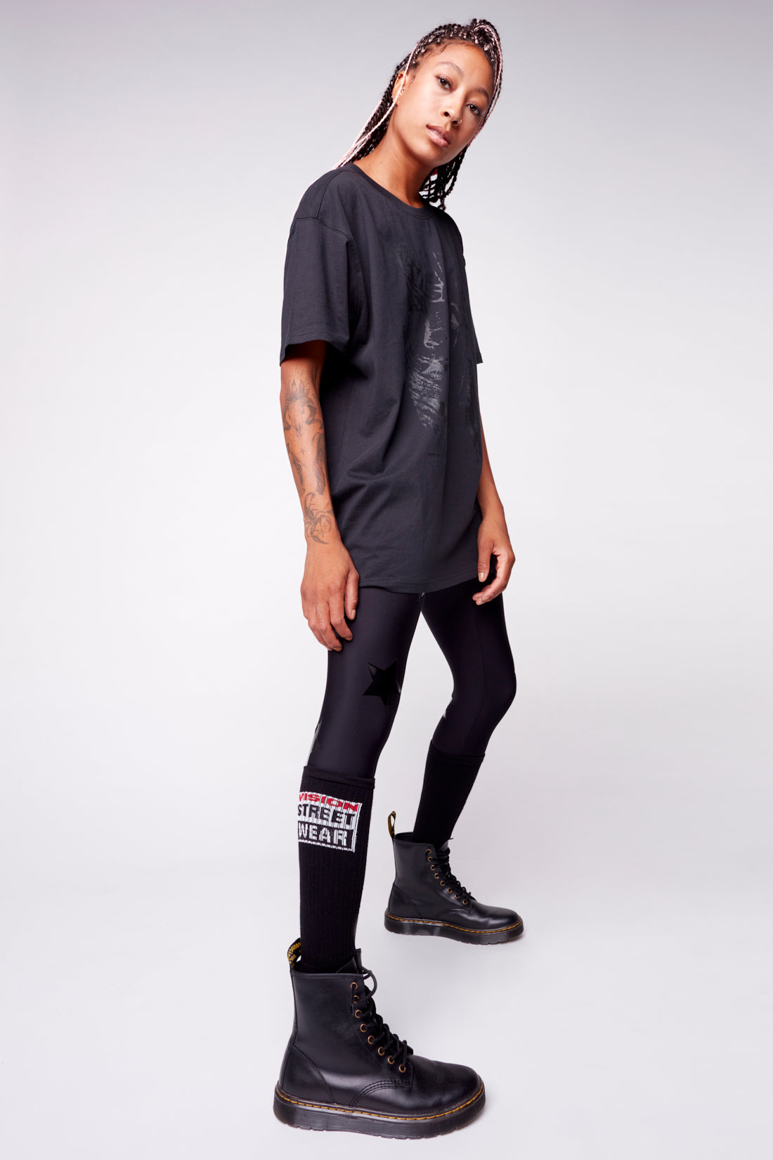 Vision Street Wear Face Print Logo T-Shirt Black