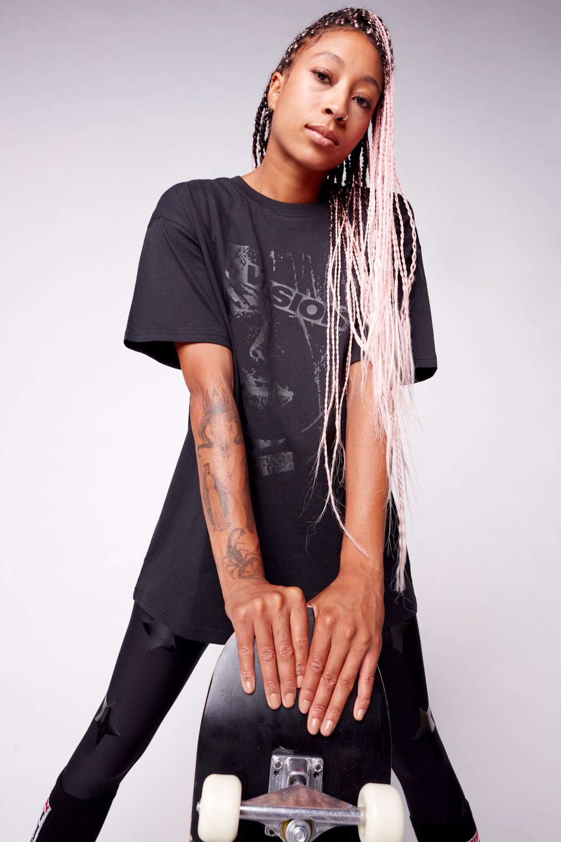 Vision Street Wear Face Print Logo T-Shirt Black